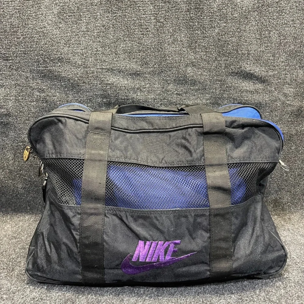 Nike F3-12-03-BTH Black/Blue Vintage Court Tennis Duffel Bag 100% Nylon Gym‎ Bag